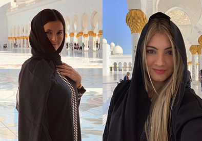 ظاهر متفاوت همسران بازیکنان رئال مادرید در مسجد شیخ زاید + تصاویر
